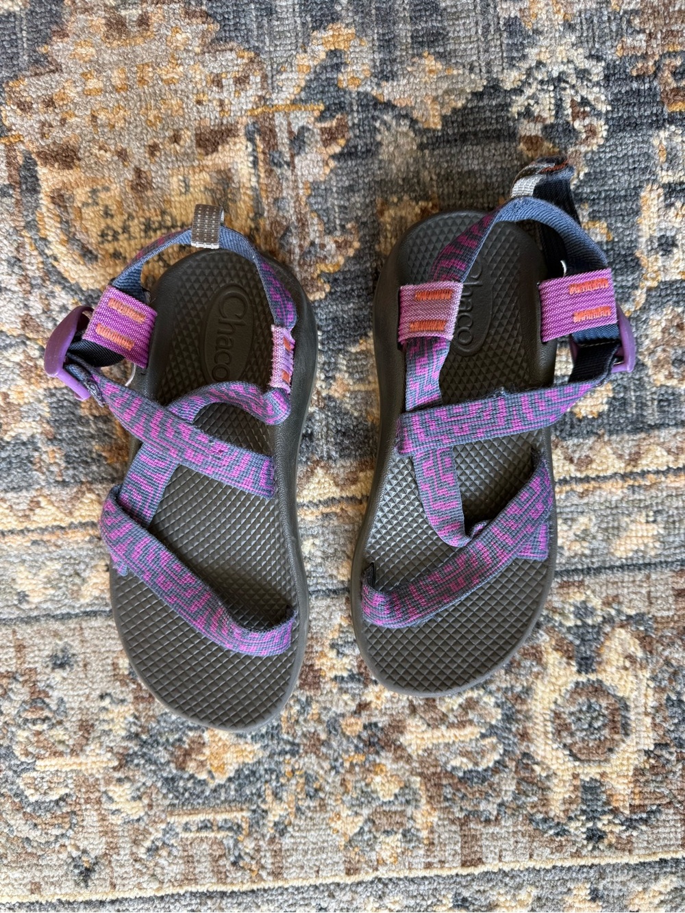 Chaco Kids Purple and Pink Pattern Strap Sandals